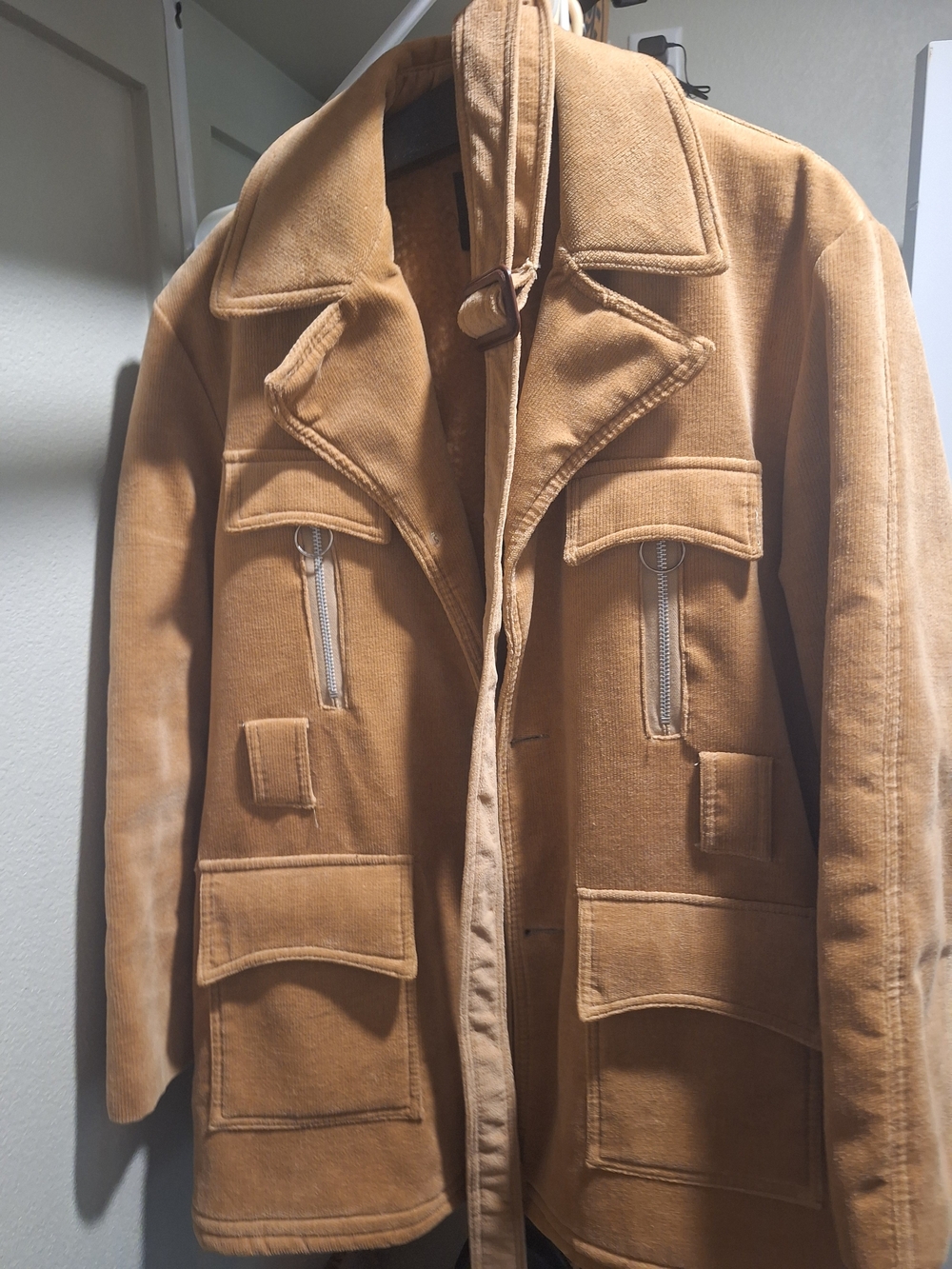 Men's Tan Utility Jacket - Structured Pocket Coat
